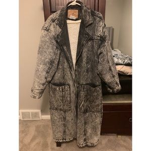 Black wash vintage jean Coda long coat (Size L)
